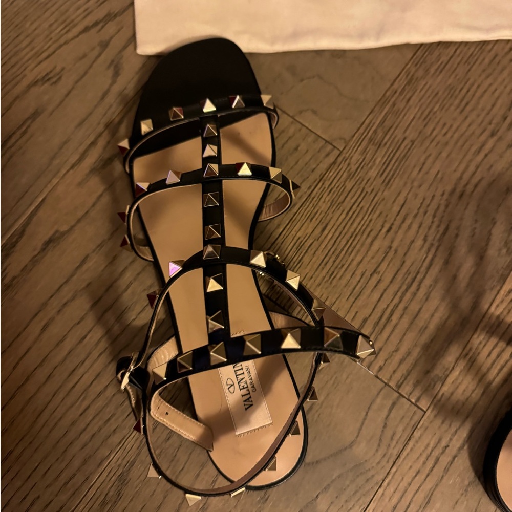 Valentino rock stud flat calfskin sandal